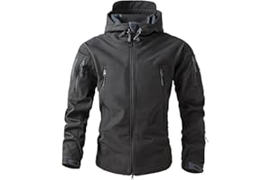 Duohropke Giacca softshell impermeabile da uomo, giacca da lavoro, giacca invernale foderata, giacca a vento con cappuccio, per esterni, calda, antivento, impermeabile