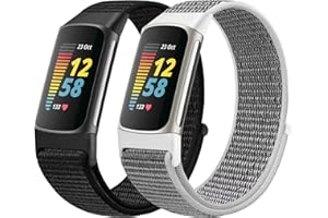 Runostrich Nylon Armband Kompatibel mit Fitbit Charge 5 Armband Ersatzband Nylon Sport Loop Uhrenarmband für Fitbit Charge 5 Damen Herren