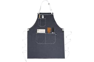 DARBERMU Cooking Aprons for Women, BBQ Aprons for Men, with 4 Pockets Adjustable Strap Chef Kitchen Apron, Men Women Waterproof Cotton Apron for Home Kitchen, Cooking, Baking, BBQ, Cafe, Gardening