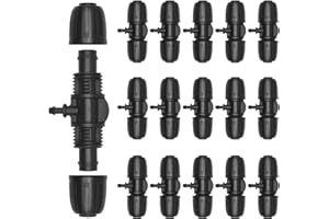 Hydrogarden Barbed Tee 1/2 Inch to 1/4 Inch Irrigation Tube, Barbed Tee Irrigation Tube, Barbed Tee Connectors Drip Irrigation