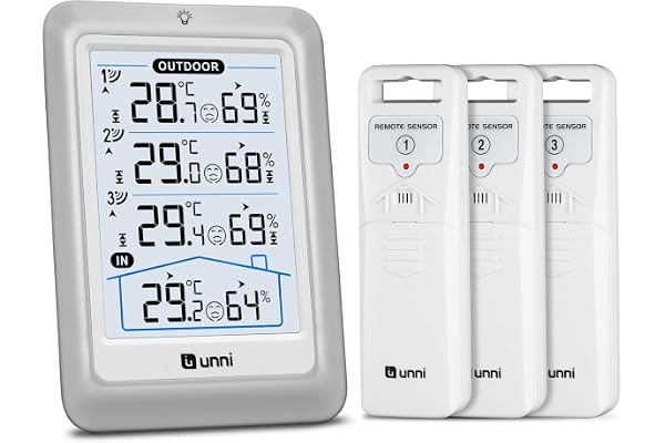 Thermomètre Intérieur Extérieur Sans Fil, Affichage De 11.5CM Thermomètre Hygromètre Numérique Moniteur D’humidité Et De Température Avec Capteur De Portée De 100 mètres Rétroéclairage Réglable