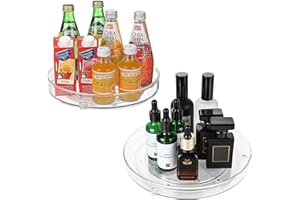 ASelected 2 Stück Lazy Susan Drehteller Kühlschrank, 23.5cm Gewürzregal Organizer Drehteller Transparent Küchen Organizer Drehteller Gewürze Drehregal Kühlschrank Küchenschrank - Turntable Organizer