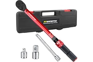 ATsafepro Chiave Dinamometrica 3/8",5-60 Nm Chiave Dinamometrica Con Adattatore 3/8" A 1/4"&1/2" E Prolunga Da 15 cm,Precisione ±3%,Testina A Cricchetto Reversibile,Per Auto,Bici,Moto