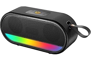 DYURWA Bluetooth Speaker, Bluetooth 5.3 Portable Music Box, Bass Drivers, LED Breath Light, Hands-Free Function for Phone, Dustproof and IPX6 Waterproof, 10h Battery, Suitable for Outdoor/Party/Travel