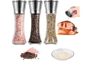 SkyJoy ® Macinini per spezie. Set di 3 macinini con granulometria regolabile. Macinino in ceramica incorporato. macinini per pepe, macinini per sale di pepe, macinini per sale marino. Senza spezie.