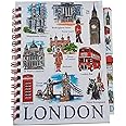London Icons Notebook and Pen - A6 Size/Matching Design/Wirebound Notepad/Big Ben/Westminster/Red Bus/Royal Horse Guard/Beefeater/Tower Bridge/St. Paul's/Telephone Box/British Souvenir from England UK
