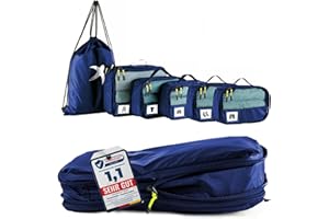 SEESCHWALBE Packing Cubes Compression | Packwürfel kompression als ultraleichte Rucksack Organizer oder Koffer Organizer | Ideale Packtaschen für dein Reise- und Camping Zubehör (6-teilig, blau)