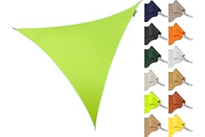 Kookaburra 2m Triangle Water Resistant Garden Patio Sun Shade Sail Canopy 96.5% UV Block with Free Rope (Lime Green)