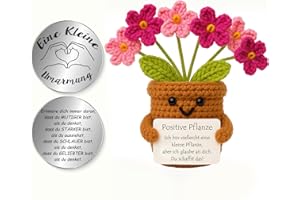 Tixlux Pocket Hug Positive Pflanze, Kreative Strickwolle Pflanze Puppe und Kleine Umarmung Glücksbringer, Mutmacher Geschenk, Gute Besserung Geschenk, EinschulungGeschenk (Vergissmeinnicht Rosa)