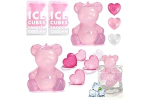 Shyllin Eiswürfel Wiederverwendbar, Herzförmige Eiswürfel, 2 Stück Bären, 8 Stück Herzen, Party-Eiswürfel zum Kühlen von Getränken, Eiskompressen im Gesicht und Frischhalten von Picknick-Essen
