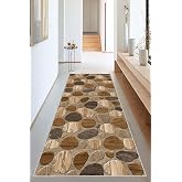 Viva Home Bej 3D Taş &Ouml;zel &Ouml;l&ccedil;&uuml;l&uuml; Kaymaz Tabanlı Rulo Yolluk Hol Antre Mutfak Halısı Ar1211, Bej, 100 X 350