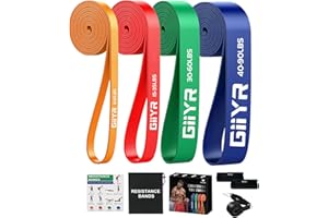 Giiyr Resistance Bands Set for Men & Women - 4 Levels Exercise Band with Door Anchor, Pull Up Bands for Strength Training, Stretching, Powerlifting, Home Workouts, and CrossFit