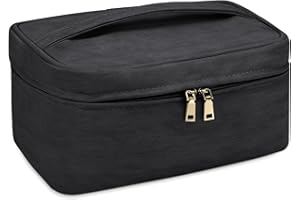 IGOLUMON Neceser Mujer Impermeable Neceser Maquillaje Grande Bolsas de Aseo Neceser Viaje Bolsa de Cosméticos 2 Piezas Bolsa de Maquillaje Negro
