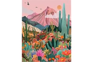 DAISEN ART Landscape Paint by Numbers for Adults, Painting by Numbers for Adults, Cactus Paint by Numbers Kits for Gifts and Home Wall Decor 12x16 Inch