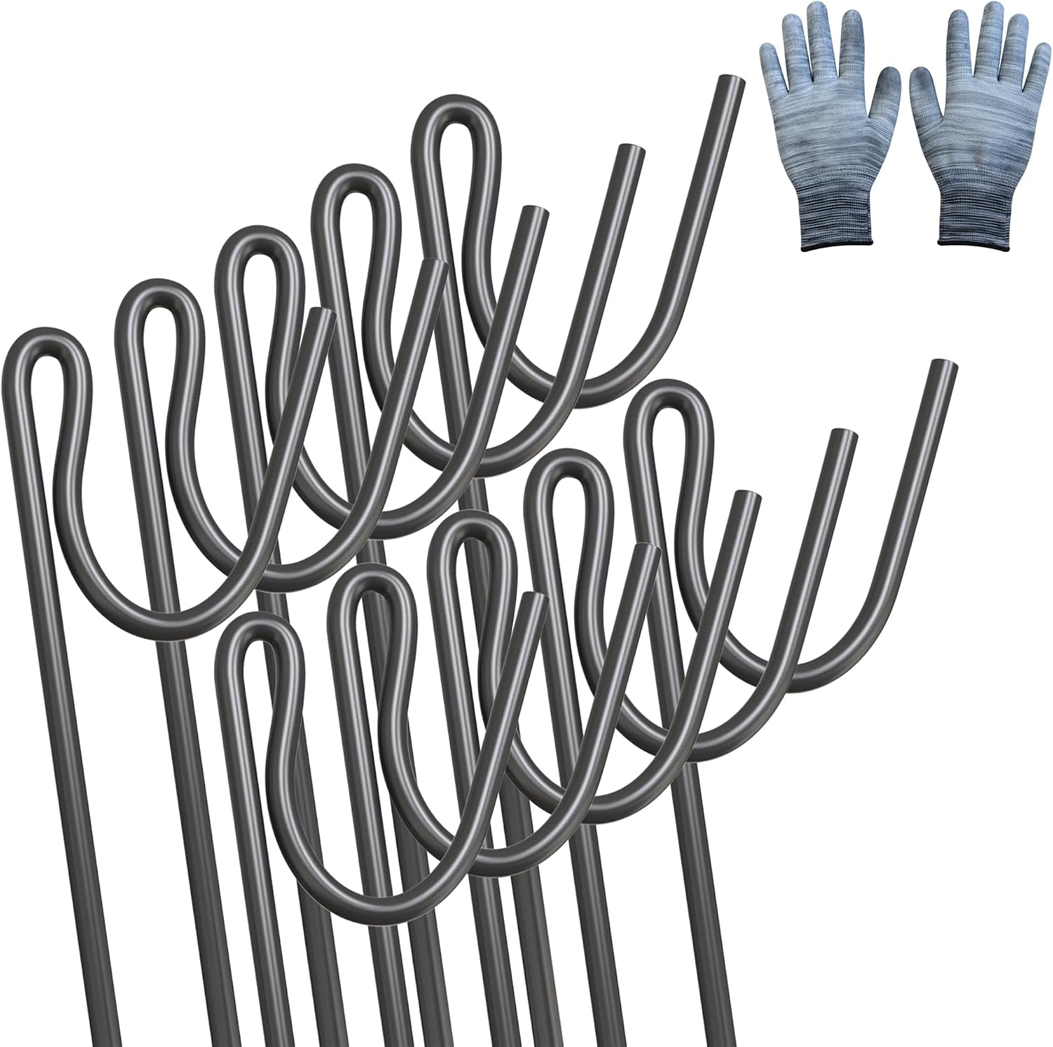 Fencing Pin 1.15m Long 8mm Thick Pins, Steel Fencing Road Rod, Garden Metal Fence Stakes for Temporary Outdoor Garden Fencing and Signage (10 Pack)