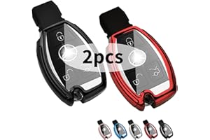 Yosemy Custodia per Chiave Auto Mercedes Benz, in TPU Morbido Custodia Protettivo 2 3 Tasti Auto Caso Chiave, per Mercedes Benz W204 W211, 2-3 Tasti Keyless A B C E Class (Nero + Rosso)