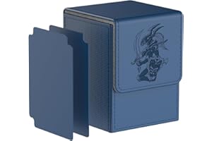 Bheddi Scatola Box Porta Carte per YGO TCG Carte, con 2 Piastra di Partizione-Contiene fino a 110 carte-Magnetic Flip Deck Box (Luster-Blu)