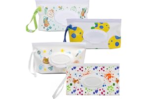 4-pack dispenser för baby våtservetter, bärbar, återanvändbar hållare och fodral för baby resor våtservetter, påfyllningsbar behållare för baby våtservetter när du är på språng