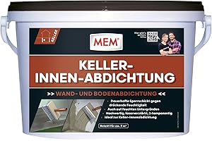 MEM Keller-Innen-Abdichtung, Dauerhafte Sperrschicht gegen eindringendes Wasser, 2-komponentige Wand- und Bodenabdichtung, Gegen drückende Feuchtigkeit, 5 kg
