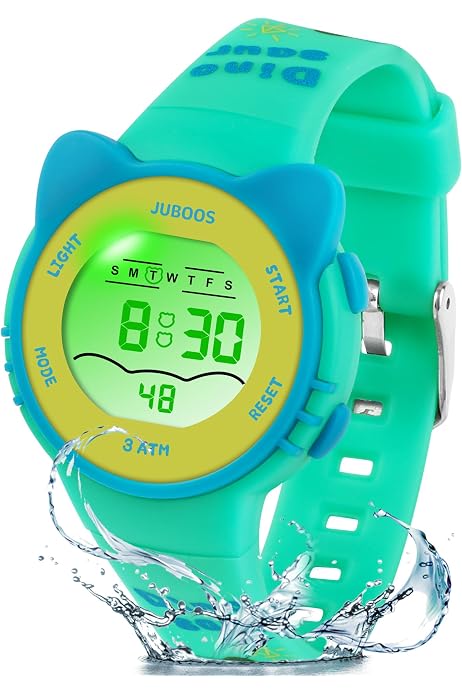 Montre Numérique Enfant étanche 50 M - Garçon Fille 4 à 14 Ans - Bracelet TPU, écran LED, Chronomètre, Alarme - Cadeau Anniversaire Noël - 6
