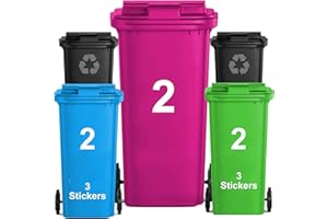 GO INKJET Wheelie Bin Stickers – Pack of 3 Stickers Large and Weather-Resistant, Durable, Bold and Highly Visible, Ideal for Home and Commercial Use (White - No. 2)