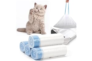 ZOUWEL 80 sacchetti biodegradabili per lettiere, per lettiere, con maniglia, autopulenti, per gatti, con nastri, durevoli e impermeabili