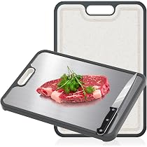 Edelstahl Schneidebrett Set – 2-teilig, Doppelseitig, Hygienisch & Schimmelresistent | Ideal Für Fleisch, Gemüse & Teig