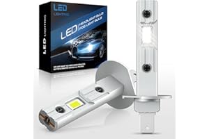 SHINYY Lampadine H1 LED faro per Auto e Moto, 55W 12000LM 6500K Bianco 12V CSP Lampadina Led H1 per Abbaglianti Anabbaglianti Senza Ventola, 1:1 Sostituire Lampade alogene e Luci Xeno, 2 Pezzi