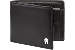 SPARTANO Portefeuille Homme avec Blocage RFID, 11 Emplacements pour Cartes de Crédit, Porte-Monnaie, 2 Compartiments pour Billets, 3 Poches Intérieures - ZEUS (Noir)