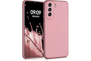 kwmobile Funda para Samsung Galaxy S21 FE Carcasa - Case TPU y Silicona Ultrafino - Antigolpes con Bordes elevados - Apto Carga inalámbrica - Oro Rosa Metalizado