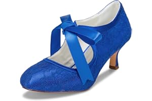 JIAJIA 140311 Bridal Lace Satin Low Heel Closed Toe Prom Party Dance Wedding Shoes