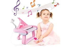 NORKBENG Clavier de Piano Rose pour Enfants âgés de 2 3 4 5 Ans, Instruments de Musique à 22 Touches avec Microphone, Jouets Sonores Éducatifs Multifonctions Portables, Cadeaux de Noël