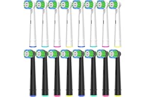 VALUABLETRY Oral B Compatible Toothbrush Heads, 16 Count Precision Replacement Brush Heads for Most Braun Oral B Electric Toothbrush, 8pcs White and 8pcs Black.