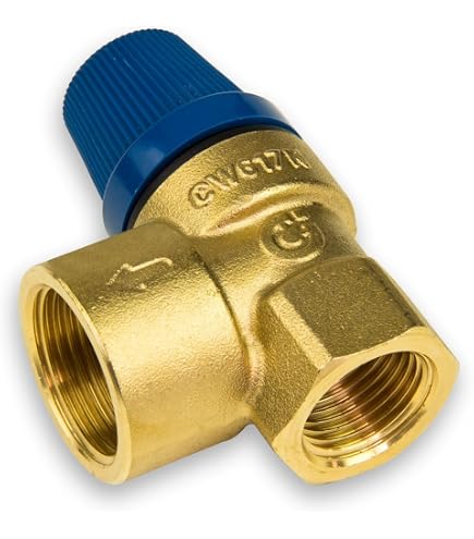 Afriso Sicherheitsventil 6 Bar – IG G½ X IG G¾ Für Boiler, Wasserheizung & Warmwasseranlagen – Messing, Silikonmembran, Blauer Drehknopf