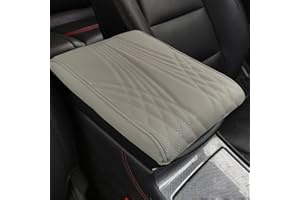 HIDRUO Leather Car Armrest Box Pad, Waterproof Car Armrest Center Console Cover Protector, Universal Arm Rest Cushion Pads for SUV/Truck/Vehicle (Gray, Angel pattern)