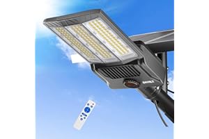 JAYNLT Y-9800W Farolas Solares Exterior, 6500K Foco Solar Exterior con Control Remoto, IP67 Impermeables Farola Solar Potente, Luces Solares LED para Patio, Calzadas, Calle