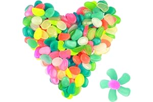 ZoomSky 200pcs Glowing Pebbles Glow in the Dark Stones Rocks Colorful Luminous Cobblestones Gravel Decoration for Garden Pathway Yard Aquarium Fish Tank