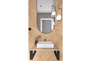 ‎FERRO MODERN DESIGN FERRO modern design Waschtischplatte Holz für Aufsatzwaschbecken 60 x 35 x 23 cm - Waschtisch Halterung Massivholz - Waschbecken Konsole Brett - Eschenholz mit Farblosem Lack Geschützt