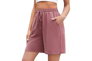 Jezonga Szorty damskie, krótkie spodnie sportowe, bawełniane, sportowe szorty, letnie, luźne spodnie z kieszeniami, wysoki stan, elastyczny ściągacz, krótkie spodenki do biegania na siłownię, do
