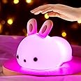 Kids Night Light - Bunny Cute Lamp Silicone Nursery Baby Night Light with Touch Sensor,Rechargeable, Color Changing for Children Kids Boys Girls Adult