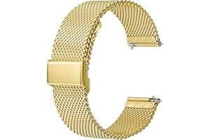 BISONSTRAP Correa de Reloj de Malla Metálica para Mujer y Hombre, Correa Tejida de Acero Inoxidable 316L, Ancho de Correa 14mm 16mm 18mm 20mm 22mm