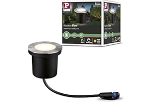 Paulmann 94228 Plug & Shine LED exterior luminaire recessed floor luminaire round incl. 1x3.6 watt IP65 dimmable outdoors stainless steel garden luminaire metal, plastic garden light 3000 K