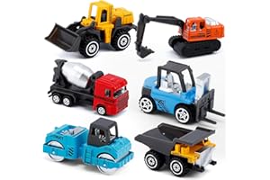 EXTRAPINS 6 Stück Baustellen Fahrzeuge Metall Kunststoff Bagger,aufahrzeuge Spielzeug,Baustellenfahrzeuge Kinder,Bagger Spielzeug Auto Spielzeugautos Set für Kinder Jungen und Mädchen(Mehrfarbig)