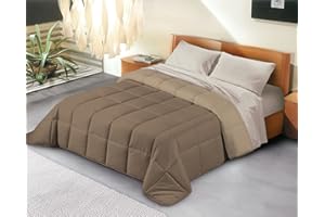 BANZAII TEXTILE INNOVATOR ONLINE Banzaii Trapunta Invernale in Ecopiuma Double Face Super Soft Due Piazze Matrimoniale 260x260 cm Beige/Marrone Chiaro