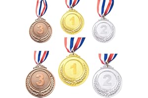 CKANDAY 6 sztuk złote srebrne brązowe medale nagrody zdobywcy nagrody, metalowe medale nagrody ze wstążką na szyję na konkursy impreza styl olimpijski, 2 rozmiary, 6 cm