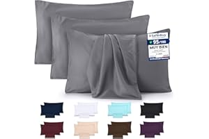 Utopia Bedding - Microfibra cepillada Suave - 100% poliéster - Funda de Almohada de 50 x 75 cm - Juego de 4 - Fundas de Almohada Resistentes al Encogimiento y a la decoloración - Gris