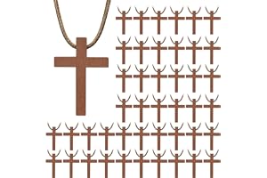 Enkrio 50 st träkors obehandlat trä med justerbar sladd religiösa smycken för män kvinnor kyrka bibelvers påskfest gåva