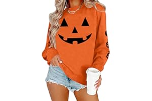 VVNTY Halloween Sweatshirt for Women Ghost Pumpkin Graphic Sweater Shirt Halloween Casual Jumper