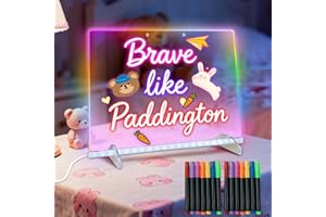 SOLORAGE LED-Zeichenbrett mit 14 Lichtmodi, LED-Notiztafel mit unsichtbarem Ständer, beleuchtete, trocken abwischbare Tafel mit 14 Farbstiften, Kunst-Kritzelblock für Kinder (Mehrfarbig)