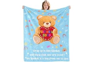 Yantar Ptor Get Well Soon Gifts for Kids, Get Well Bear Blankets for Boys/Girls, Throw Blanket with Inspirational Words, Feel Better Gifts for Kids, Healing Warm Hugs Gifts 50" L x 40" W